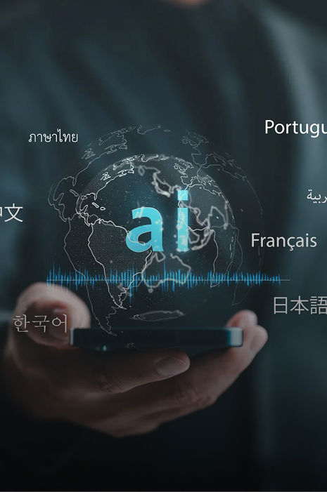 Digital globe in hand representing scalable automated translation solutions.