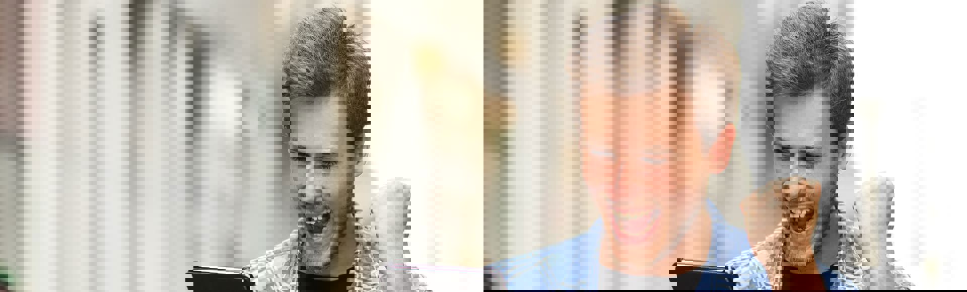 happy man celebrating an achievement.