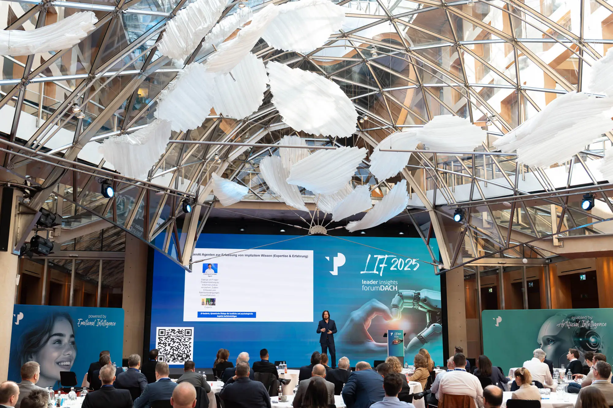 Business professionals attending a presentation