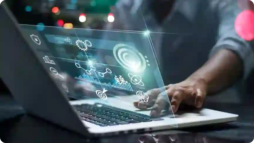 Person browsing 3D computer screen