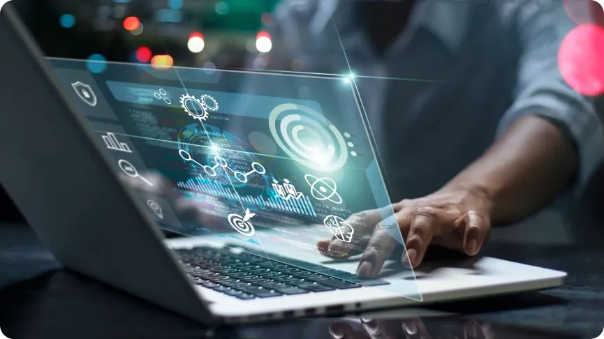 Person browsing 3D computer screen