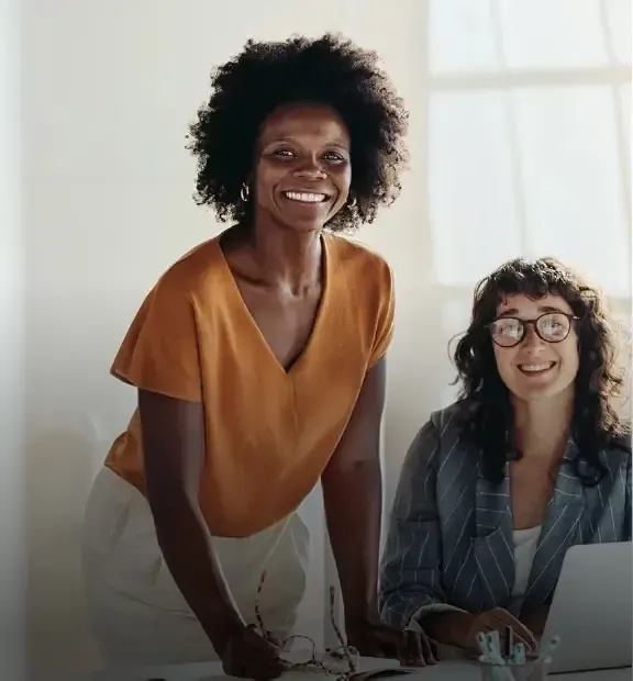 Business women working at the office mobile