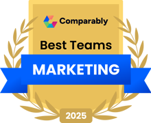 Comparably Best Marketing team awards badge 2025 