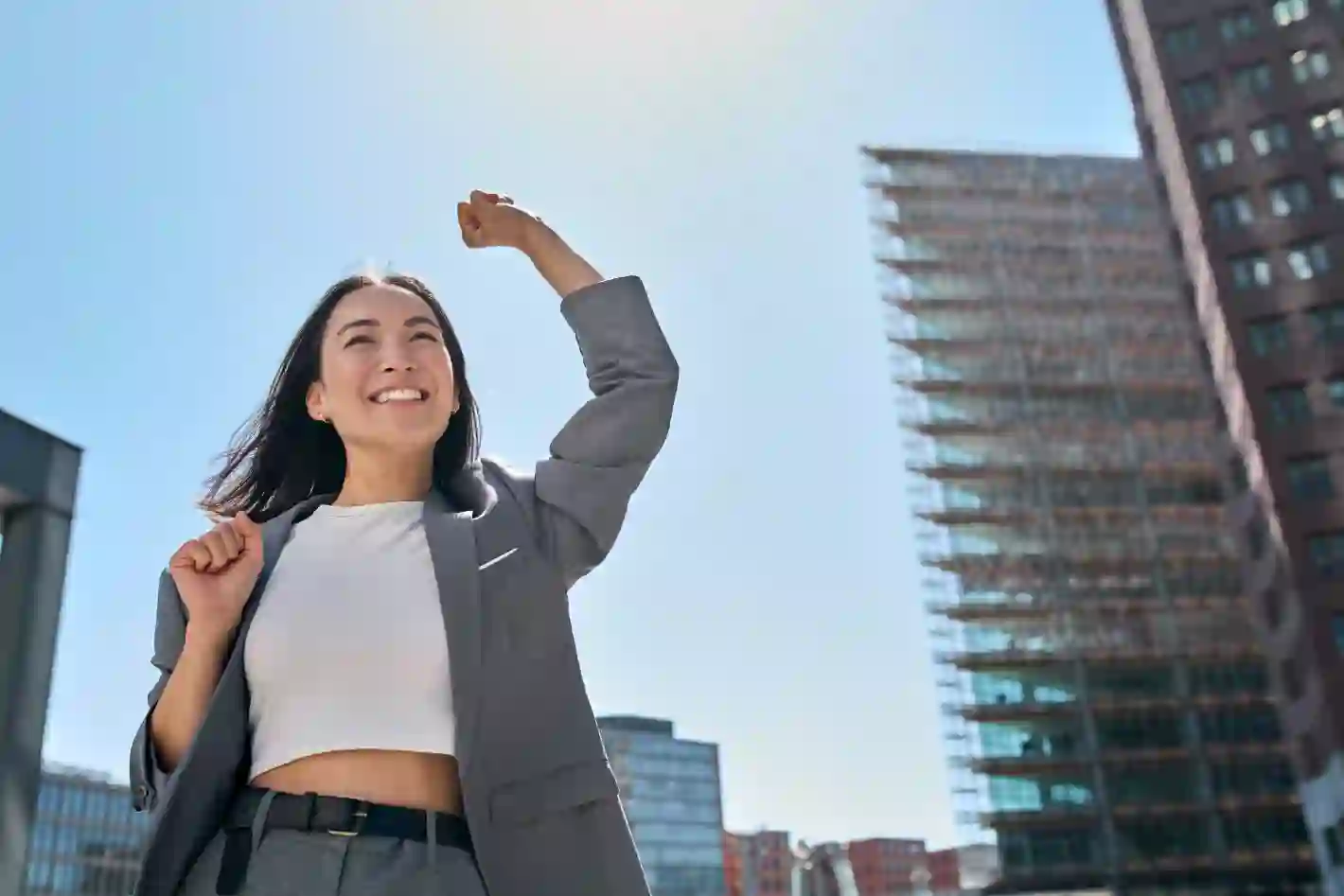 Woman celebrating