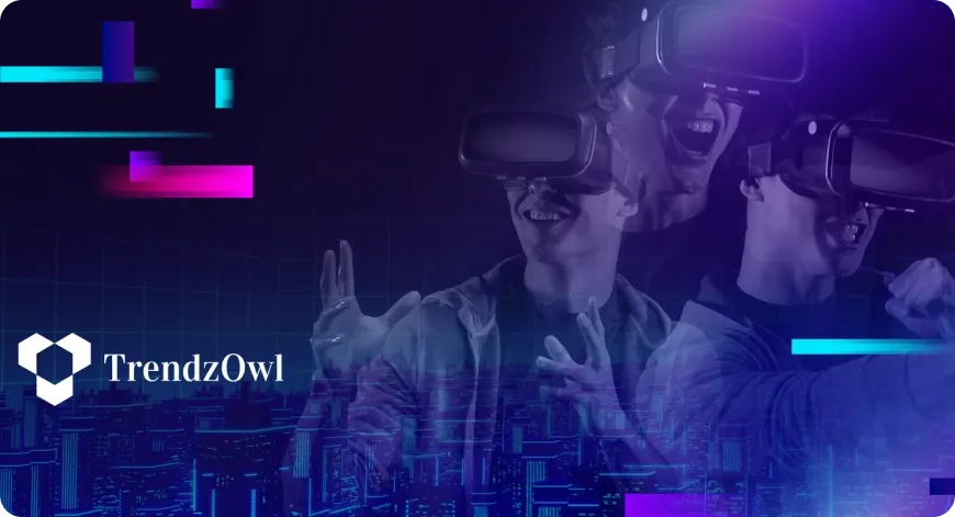 Young man having fun while using a VR glass