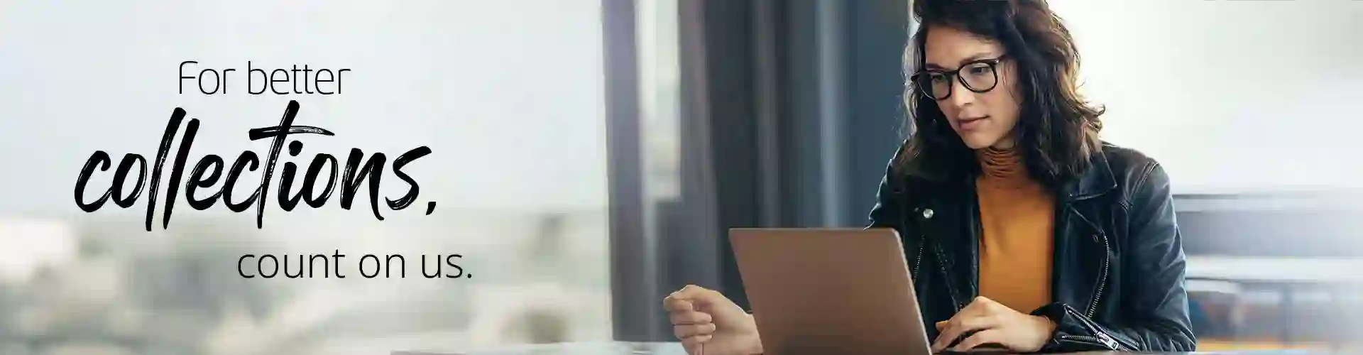 Serious woman working on computer