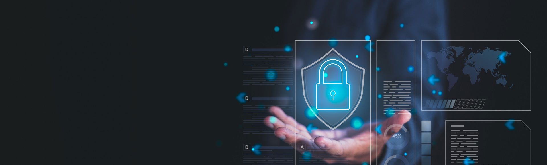 digital image of a lock and a hand underneath