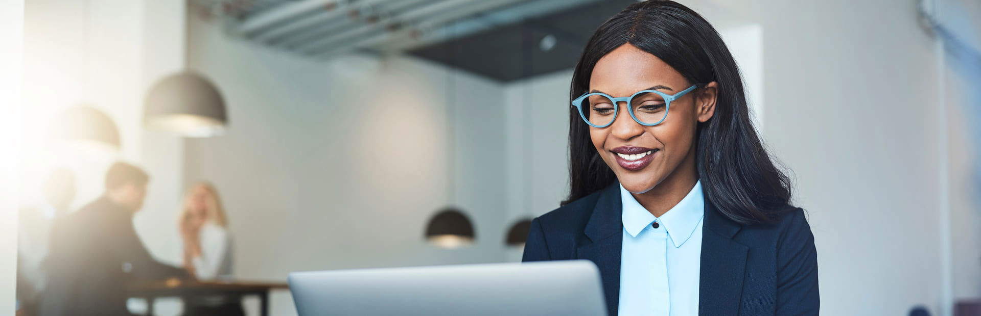 African business woman working on her laptop 