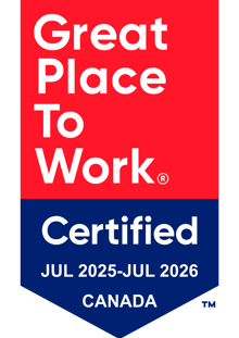 Logo for GPTW Awards in 2025, with Canada certified.