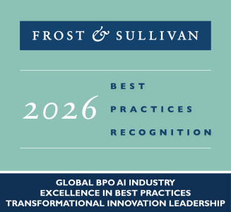 Frost & Sullivan 2026 Global BPO Industry Excellence award badge. 