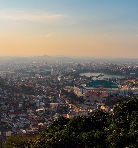 Aerial view from the town of Antananarivo, Madagascar capital city