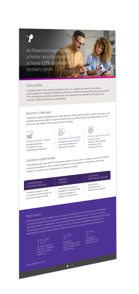 Mockup of a case study on AI-powered insights for a home security provider.