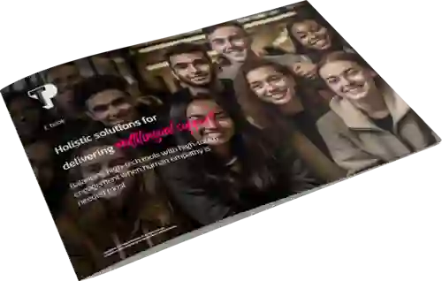 A white paper mockup depicting young team members