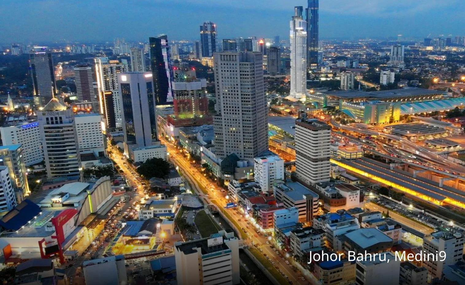 Aerial view of Johor Bahru, Medini9, in Malaysia.
