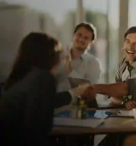Smiling people having a good time