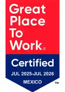 Great Place to Work® certification badge for Mexico, valid from July 2025 to July 2026.