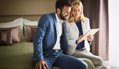 Couple at a hotel room
