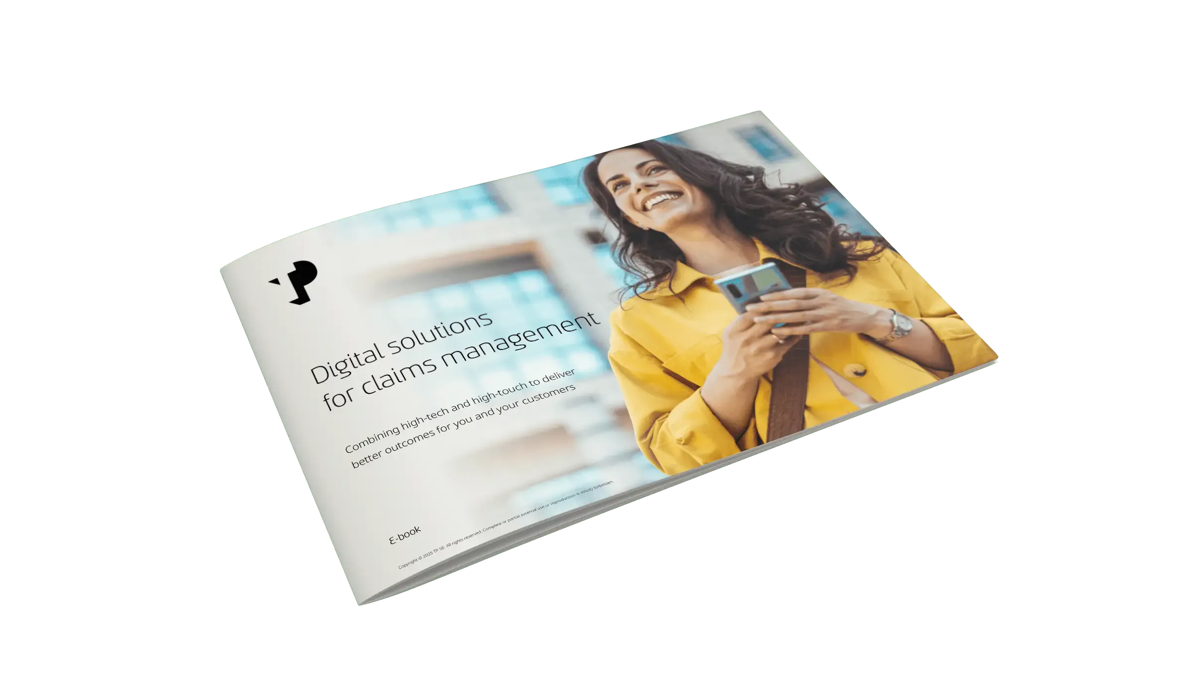 Smiling woman holding a smartphone, illustrating B2B use of digital solutions to streamline claims management.