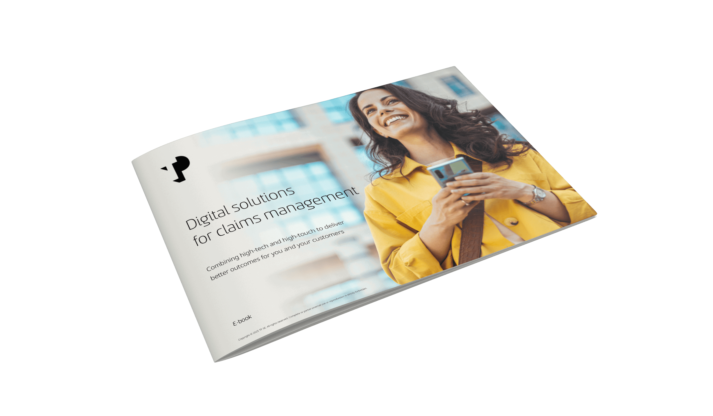 Smiling woman holding a smartphone, illustrating B2B use of digital solutions to streamline claims management.