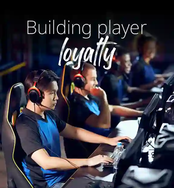 Professional gamers playing on a modern game arena