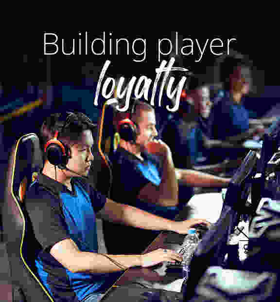 Professional gamers playing on a modern game arena