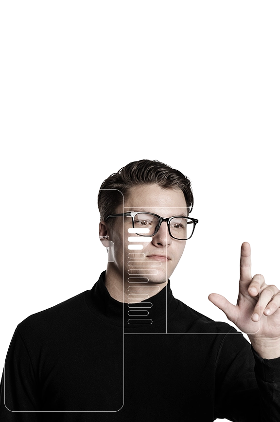 TP expert interacting with an AI assistant interface on a transparent screen.