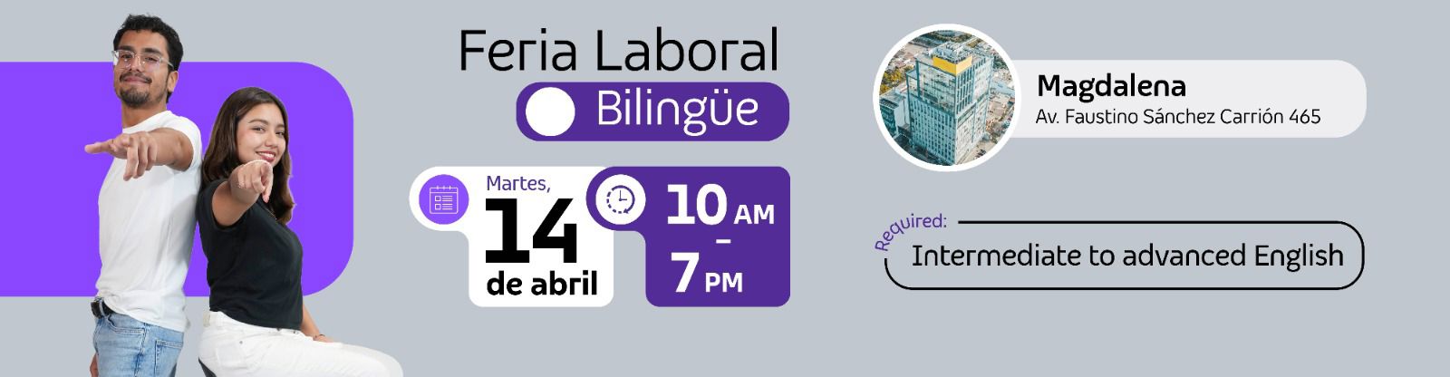 Feria Laboral Bilingüe - 14 de abril en Miraflores 