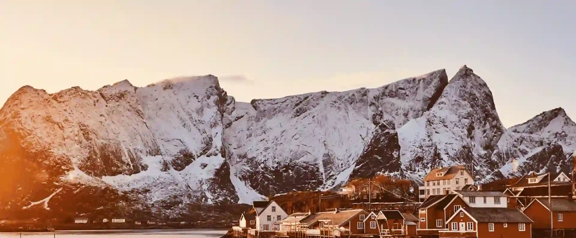 Traditional town in Norway during winter
