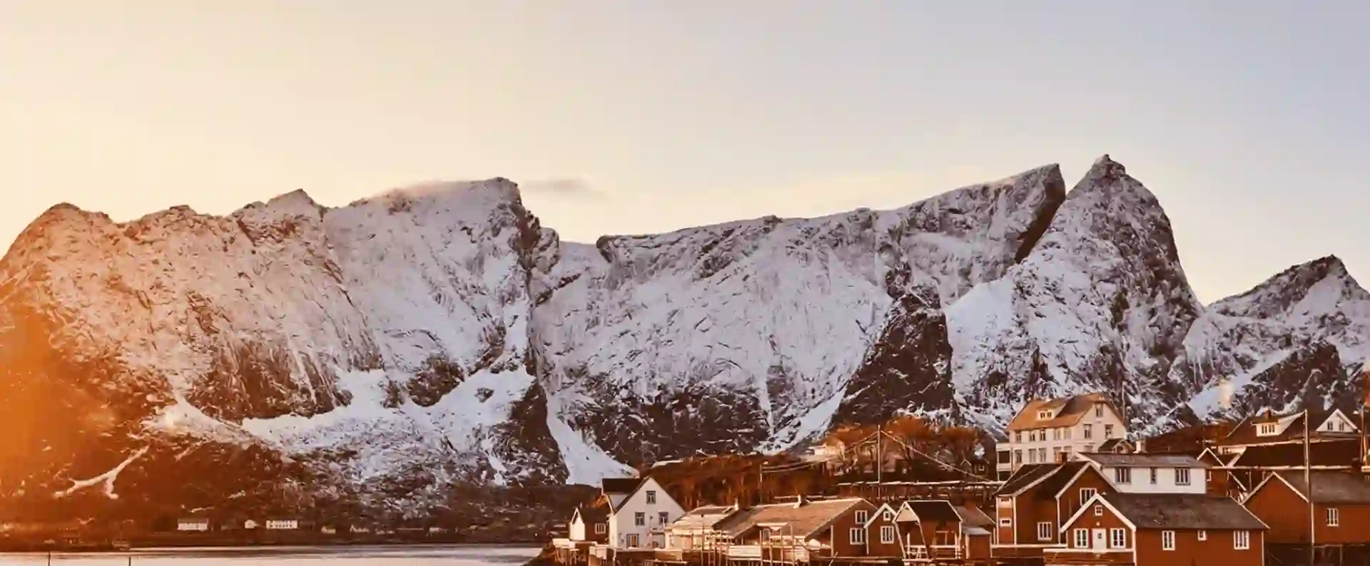Traditional town in Norway during winter