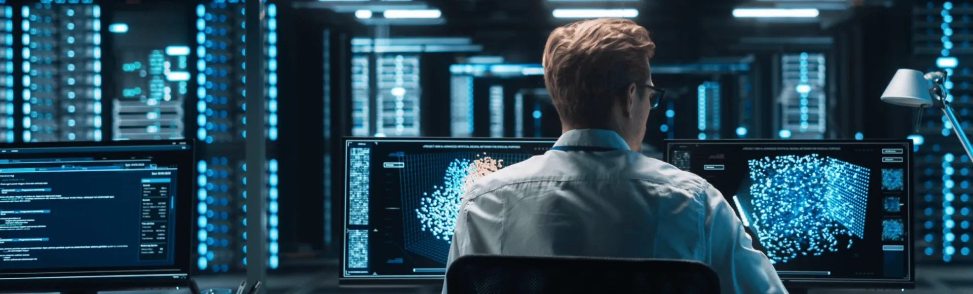 IT professional focused on computer work in a data center.