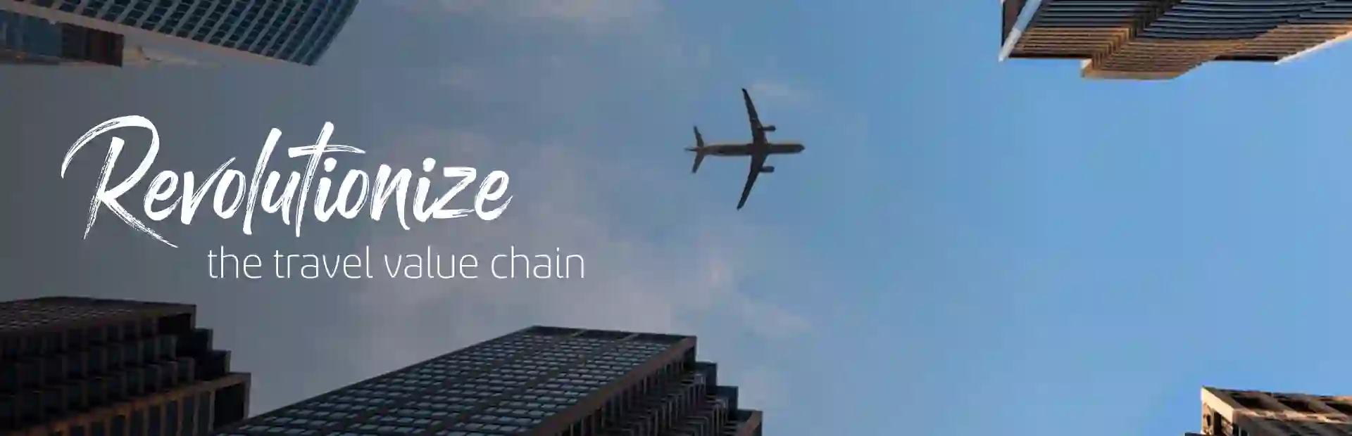 Airplane flying over the city