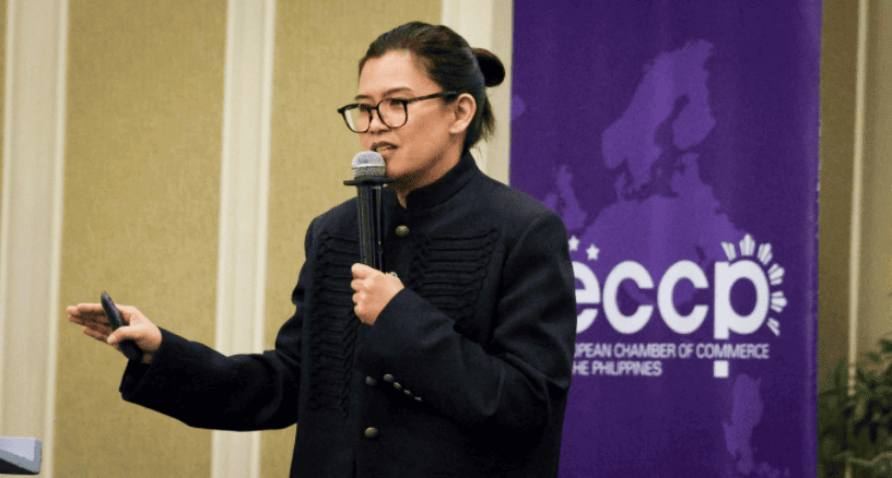 TP in the Philippines Executive Vice President for Operations Toni Tompar speaking at a women's leadership event