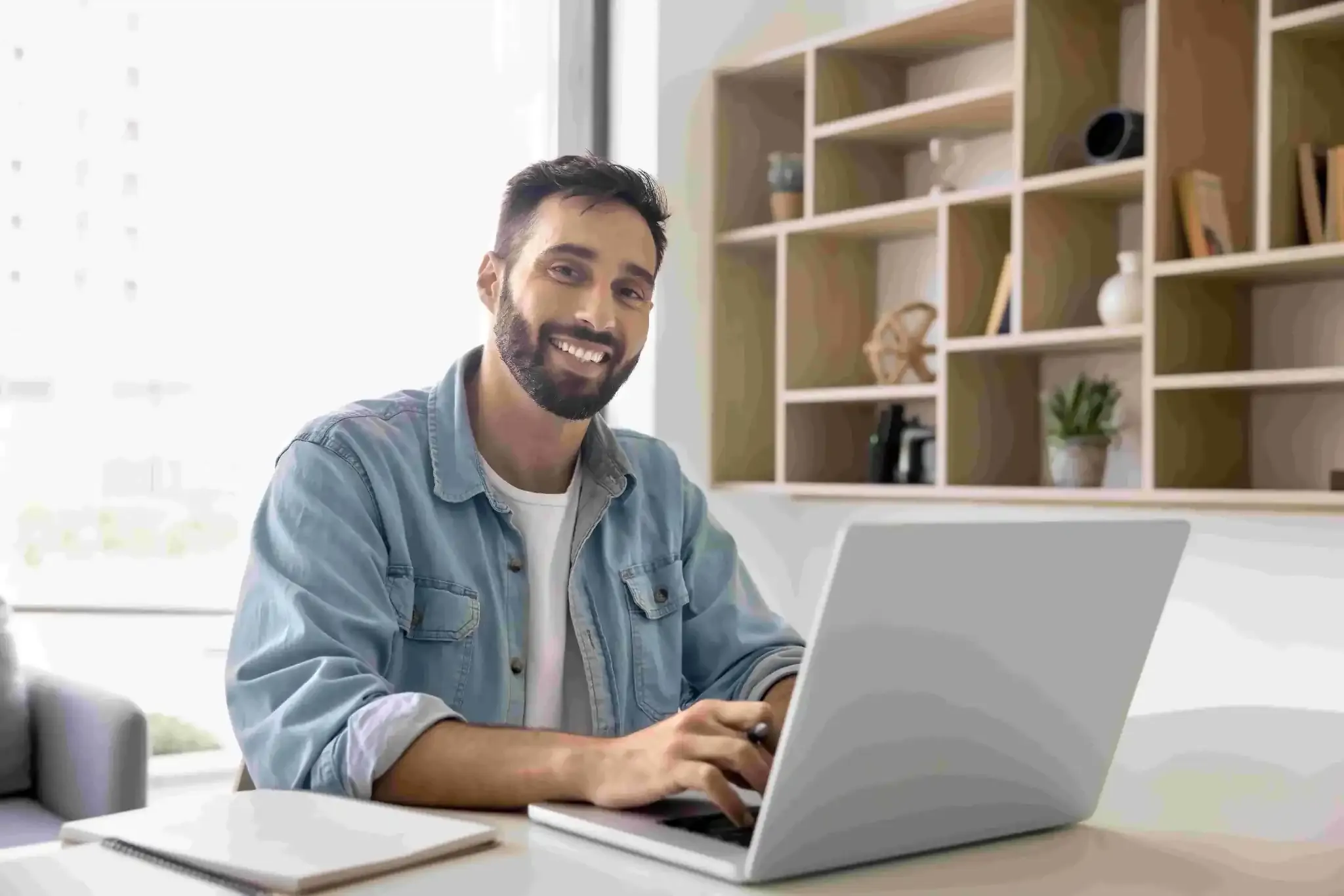 Businessman working on his notebook