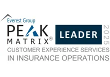 PEAK Matrix Award - CX Services in Insurance 2025 award badge. 