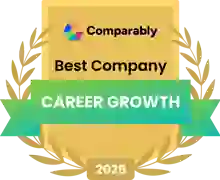 Comparably Best Career Growth awards badge 2025 