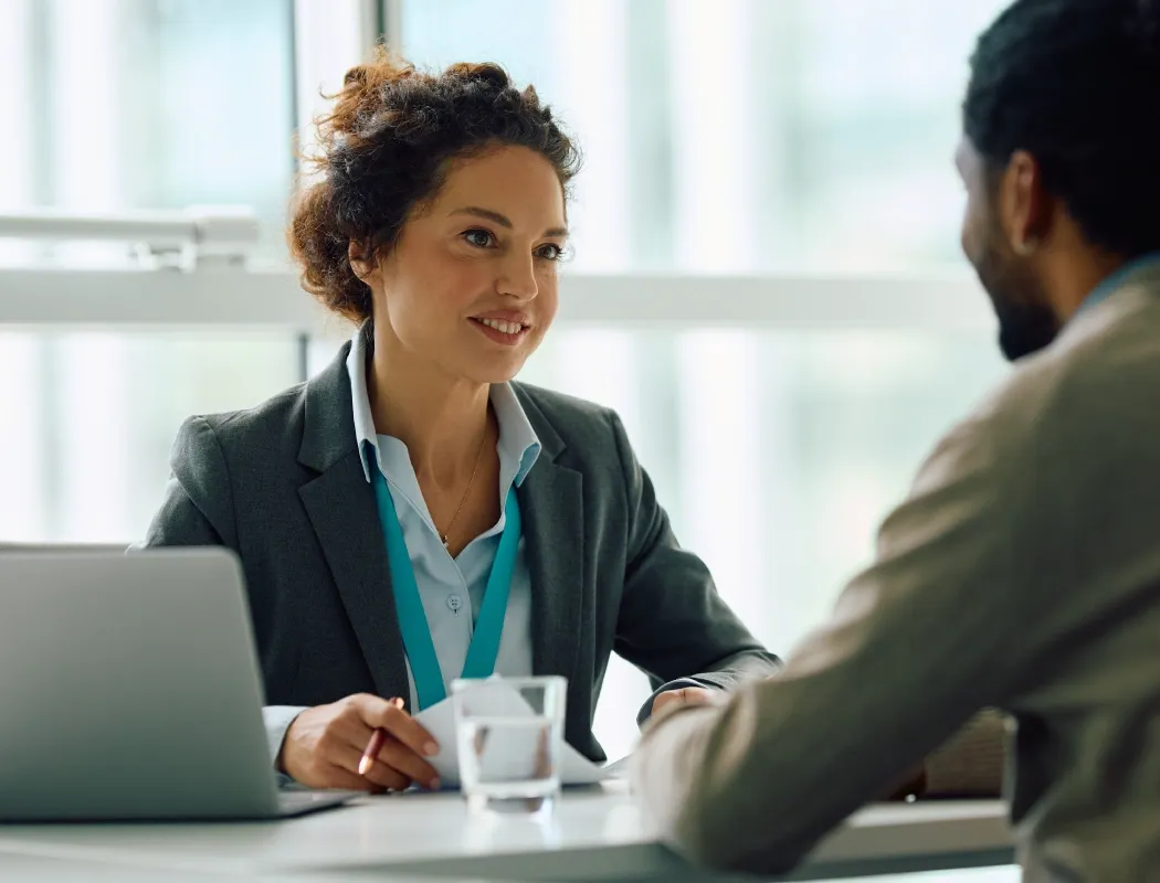 TP recruiter speaking with a candidate during a relocation support interview.
