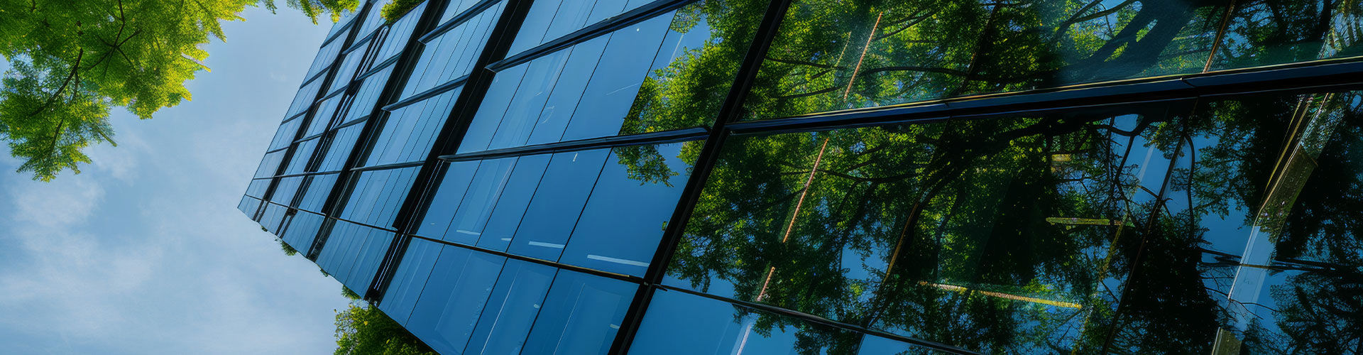 Modern glass window building banner