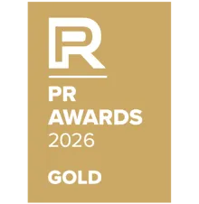 TP PR Awards 2026 gold sticker recognizing excellence and achievement.