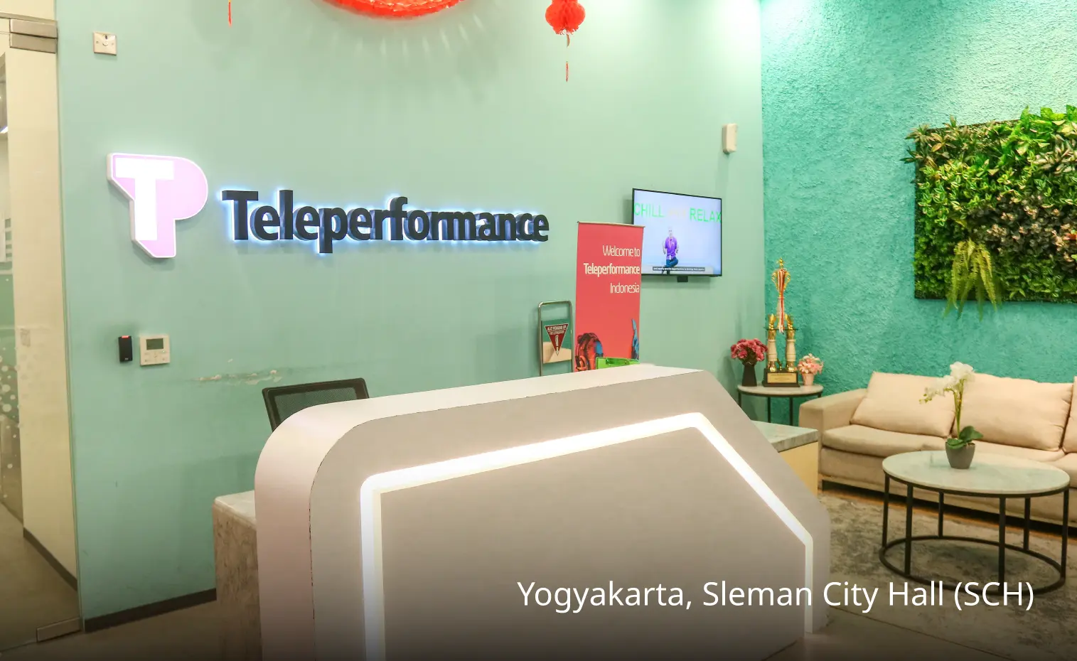 Reception desk at TP in Yogyakarta, Sleman City Hall (SCH), Indonesia. 
