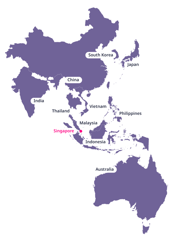 Map highlighting APAC countries showing TP’s connected network across the region.