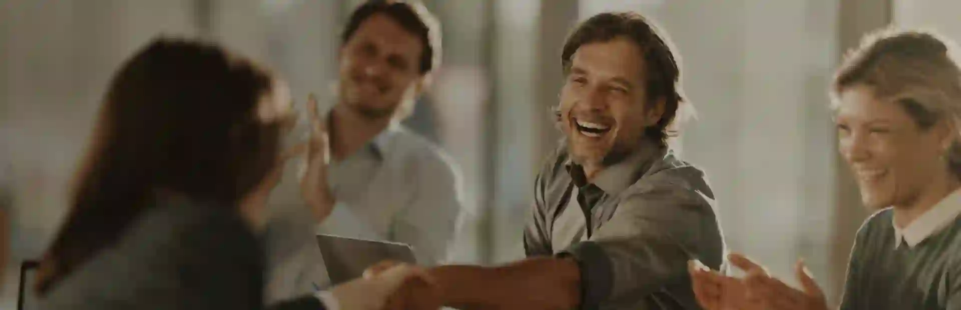 Smiling people having a good time