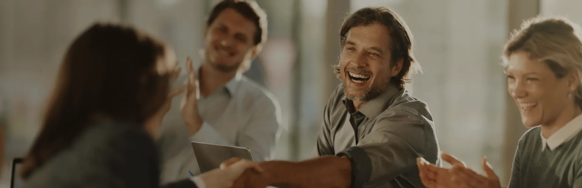 Smiling people having a good time