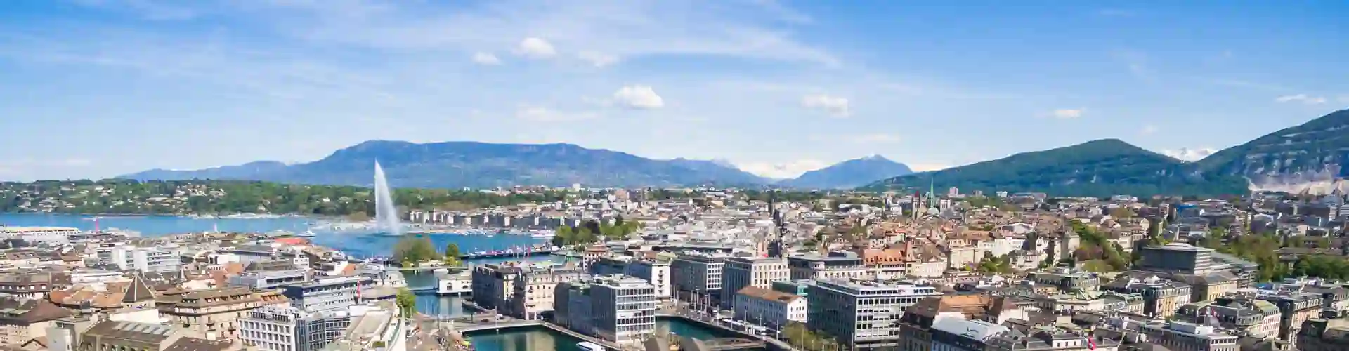 Aerial view of Lake Leman - city of Geneva in Switzerland