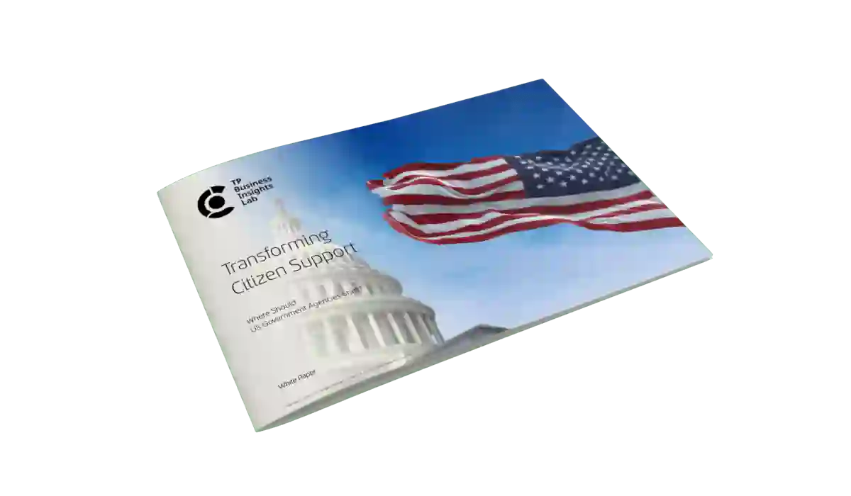 U.S. flag waving, representing B2B strategies for transforming citizen support in government services.
