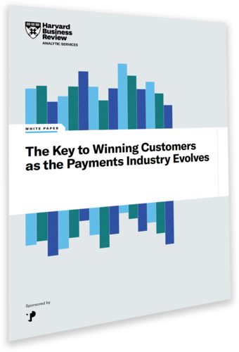 Harvard Business Review white paper mockup - The Key to Winning Customers as the Payments Industry Evolves