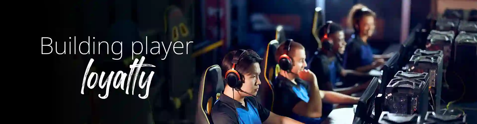 Professional gamers playing on a modern game arena