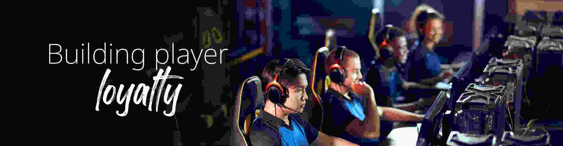 Professional gamers playing on a modern game arena