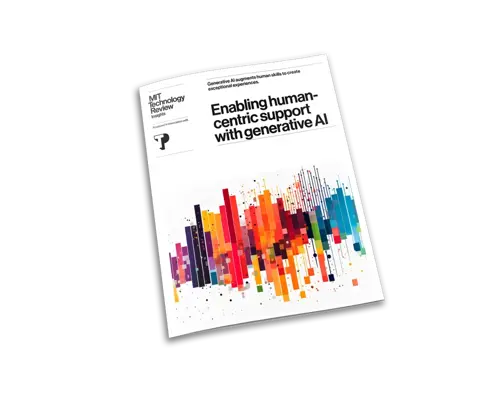 Mit Technology Review Insights Enabling Human Centric Support With Generative AI mockup.