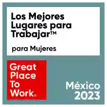 Logo de Great Place to Work – “Los Mejores Lugares para Trabajar para Mujeres, México 2023.”