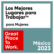 Logo de Great Place to Work – “Los Mejores Lugares para Trabajar para Mujeres, México 2023.” Logo de Great Place to Work – “Los Mejores Lugares para Trabajar para Mujeres, México 2023.”